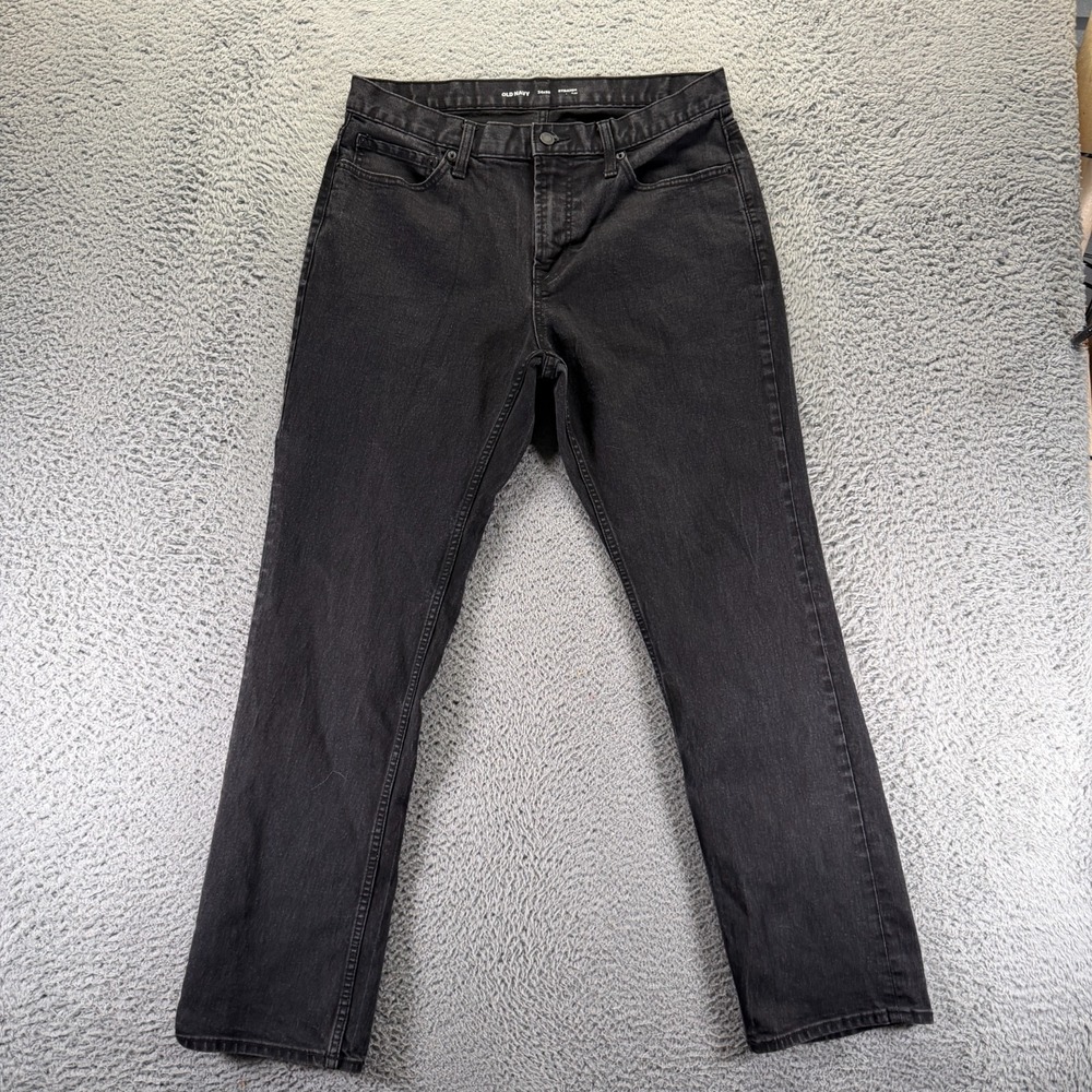 Old Navy Built-In Flex Jeans‎ Mens 34x32 Black Cotton Denim Straight Leg Stretch